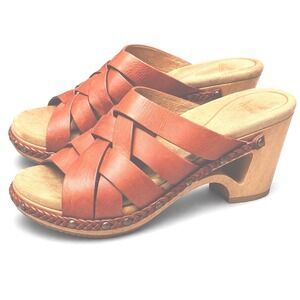 Dansko Women's Leather Sandals Brown Tory Size 39 US 8.5-9 Woven Strap Clog